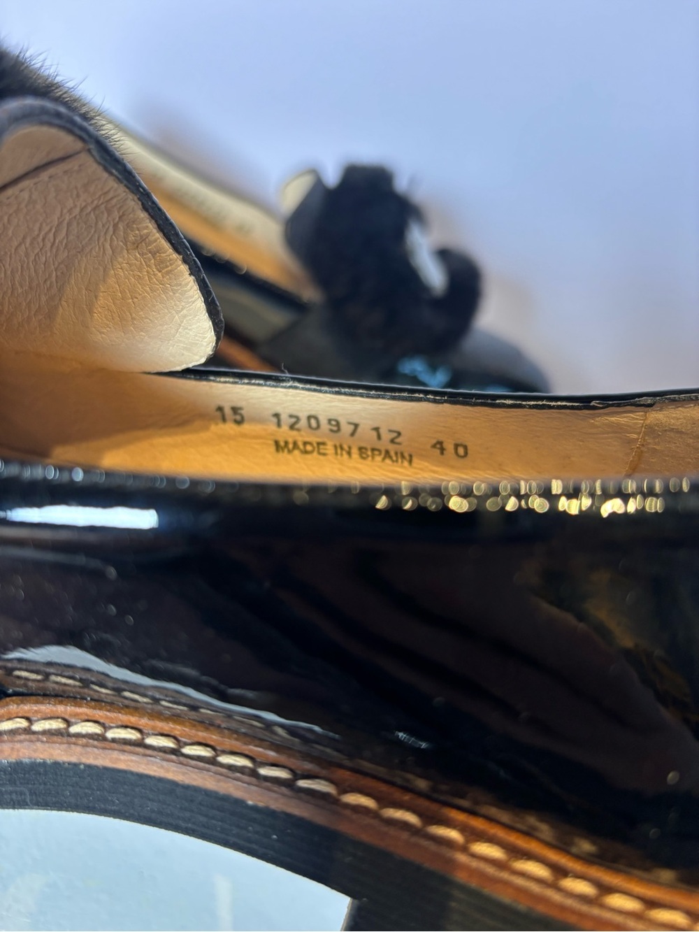 Gadea by LODI Black Patent Faux Fur & Crystal Chic Luxury Whimsical Loafers 40 - Picture 7 of 7